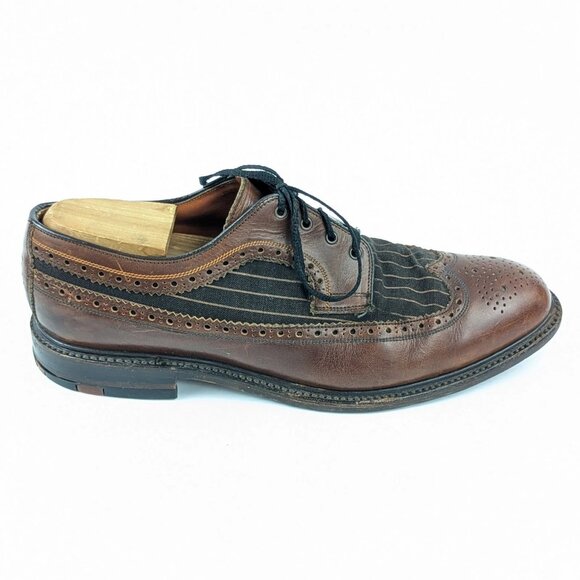 Ben Sherman Mens Gatsby Wingtip Shoes Size 11 Leather & Canvas - Picture 2 of 8